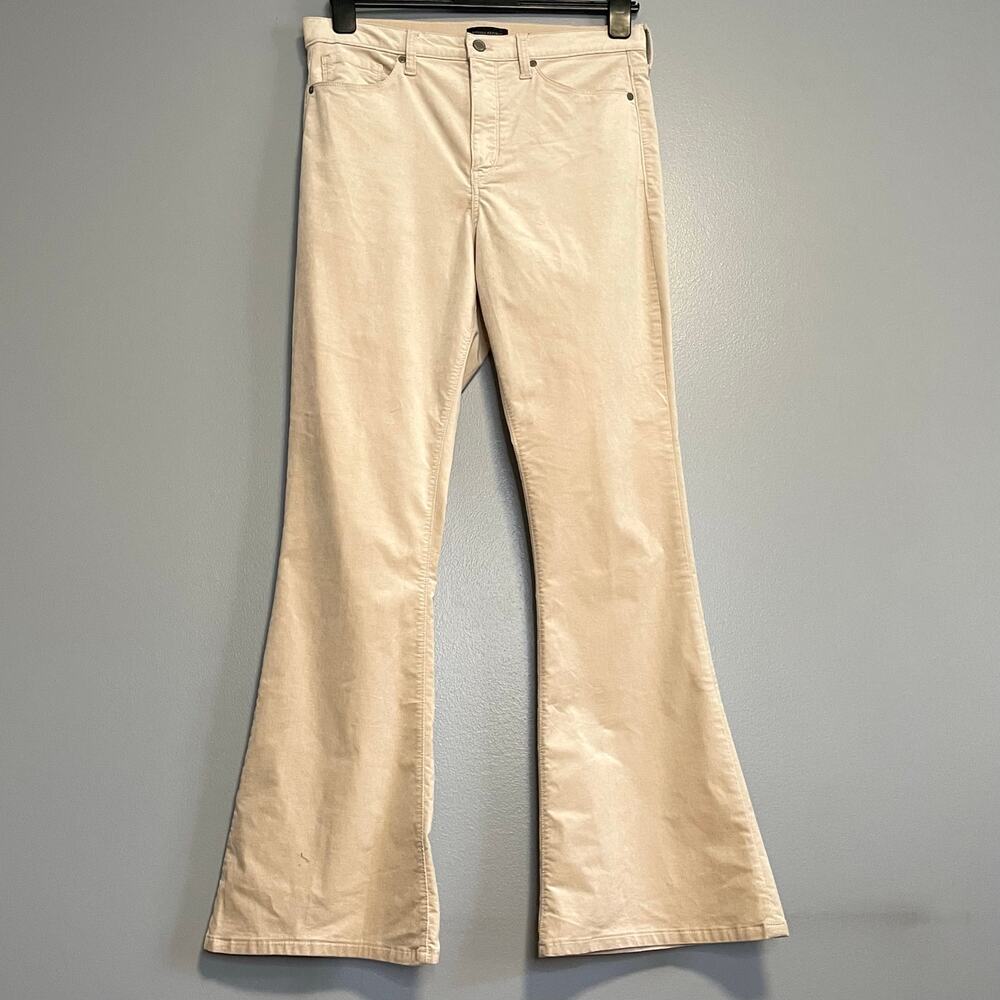Banana Republic High Rise Flare Cream Tan Velvet Jeans 32 NEW